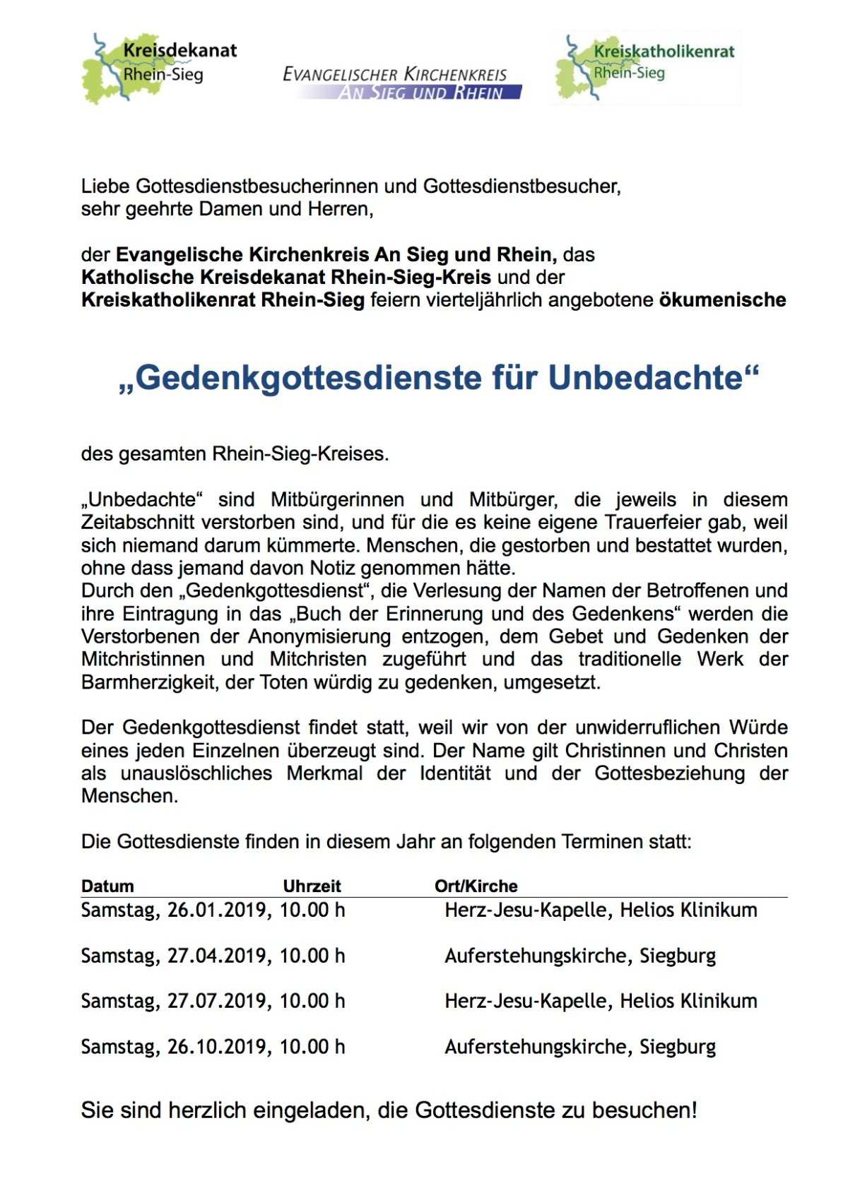 Gedenkgottesdienste für Unbedachte 2019 (c) Evangelischer Kirchenkreis