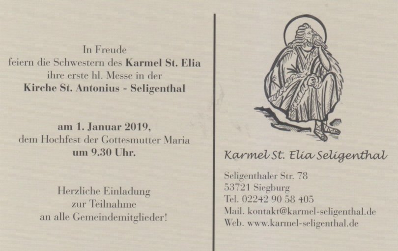 Einladung Karmel (c) Karmel St. Elia