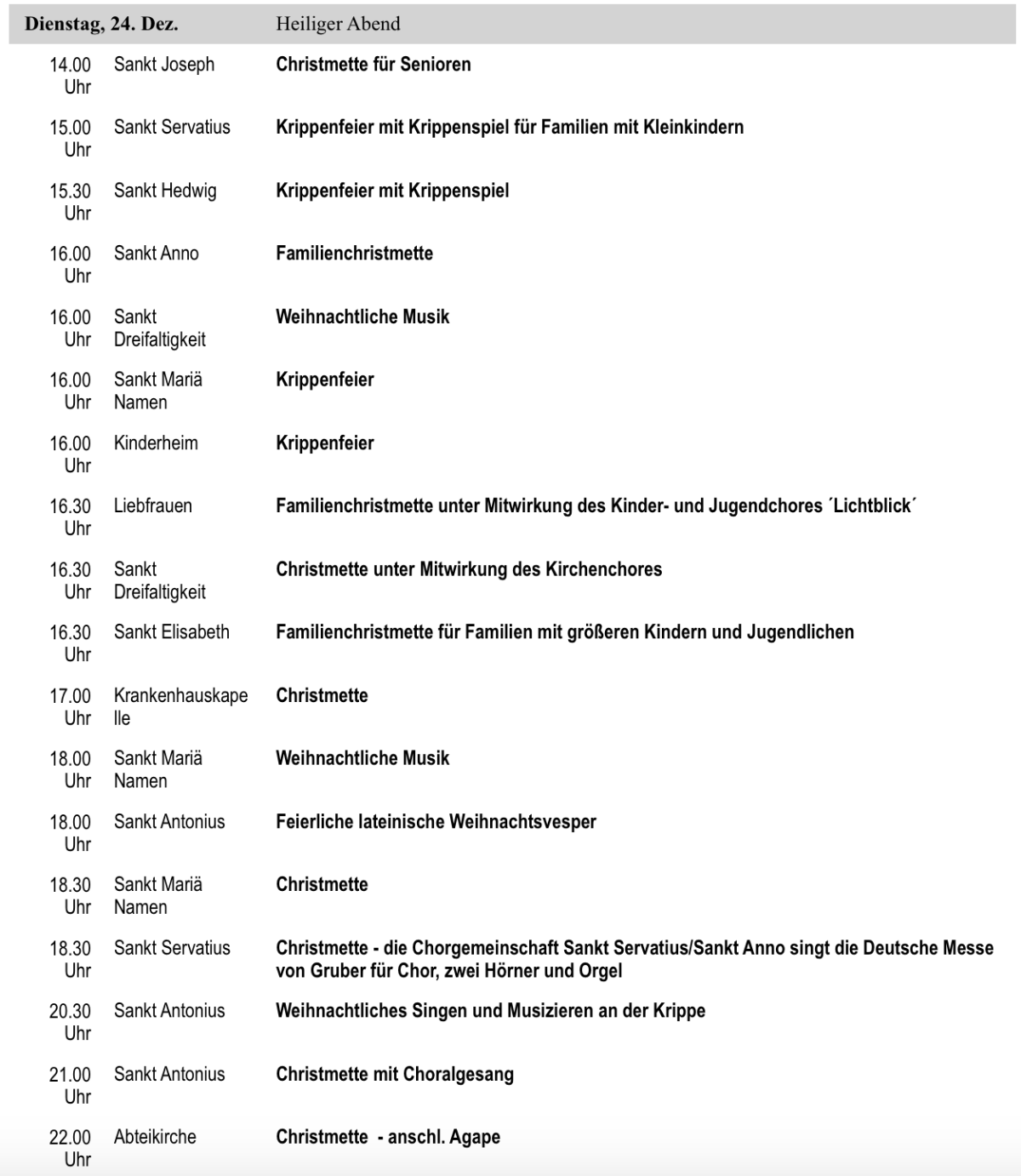 Gottesdienste am 24.12.2019 (c) Gabi Pöge