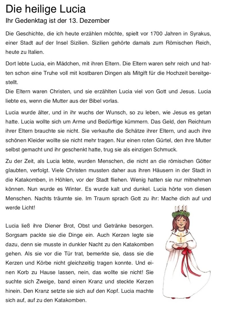 Heilige Lucia:Handzettel Vorderseite (c) Gabi Pöge