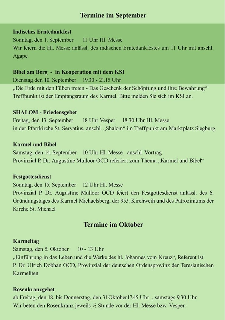 Karmelwelle September 2019 Seiten 2&3 (c) Karmelitenpadres