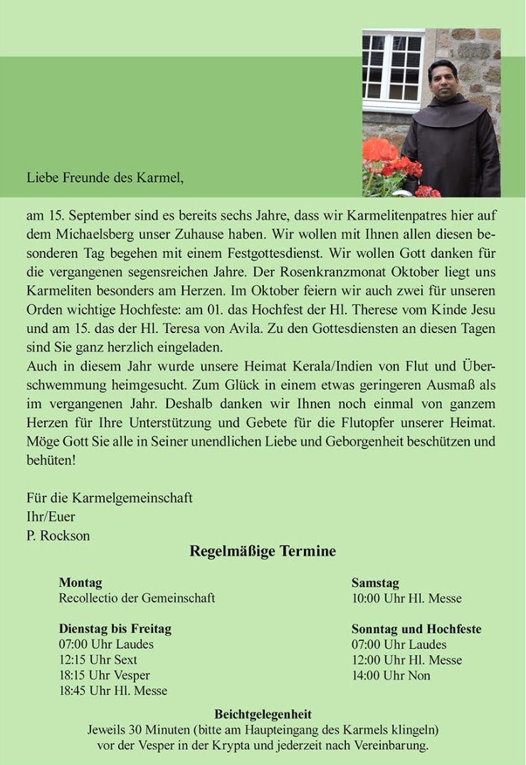 Karmelwelle September 2019 Seiten 2&3 (c) Karmelitenpadres