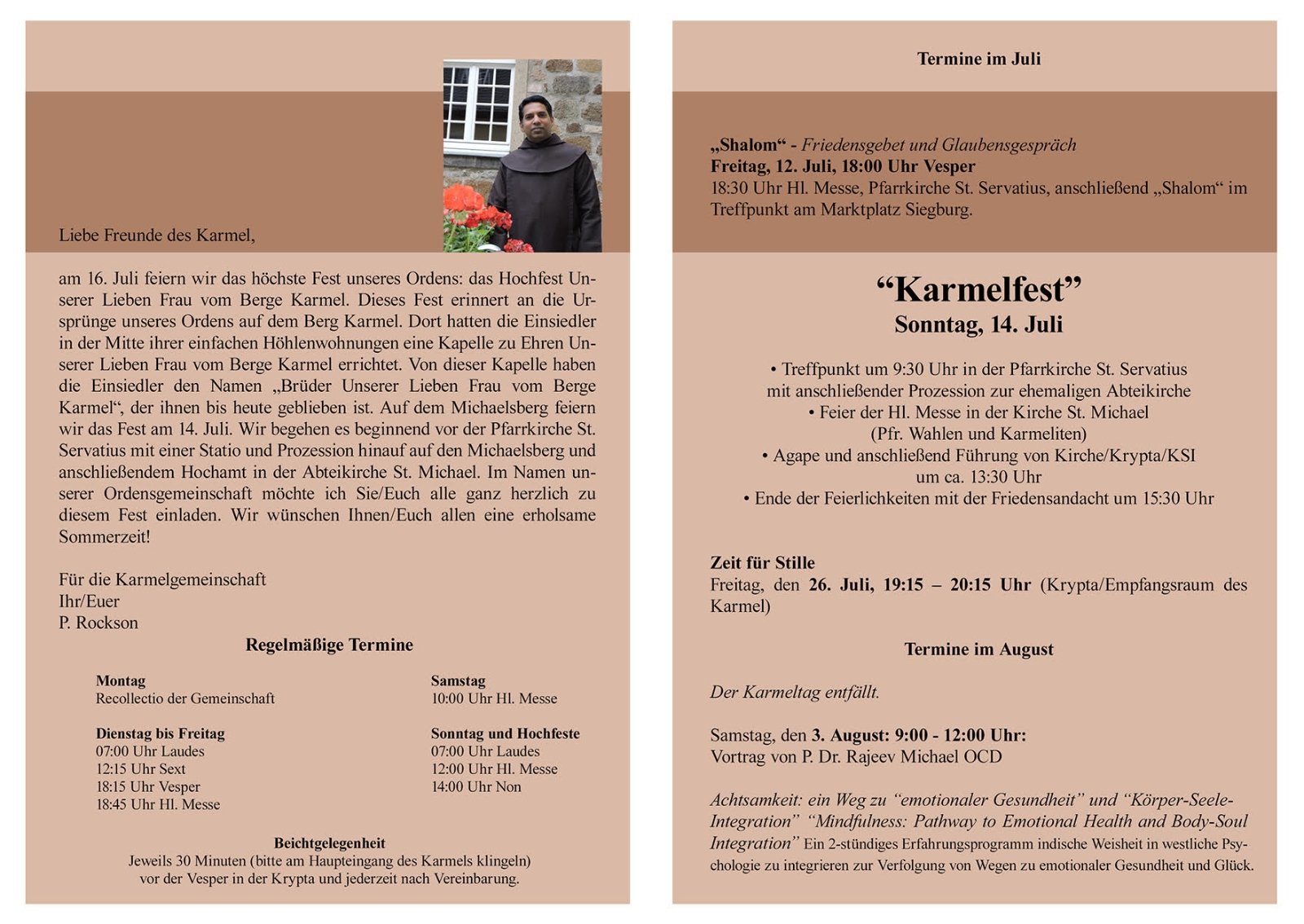 Karmel-Welle: Ausgabe Juli 2019 (c) Gemeinschaft der Teresianischen Karmeliten Michaelsberg