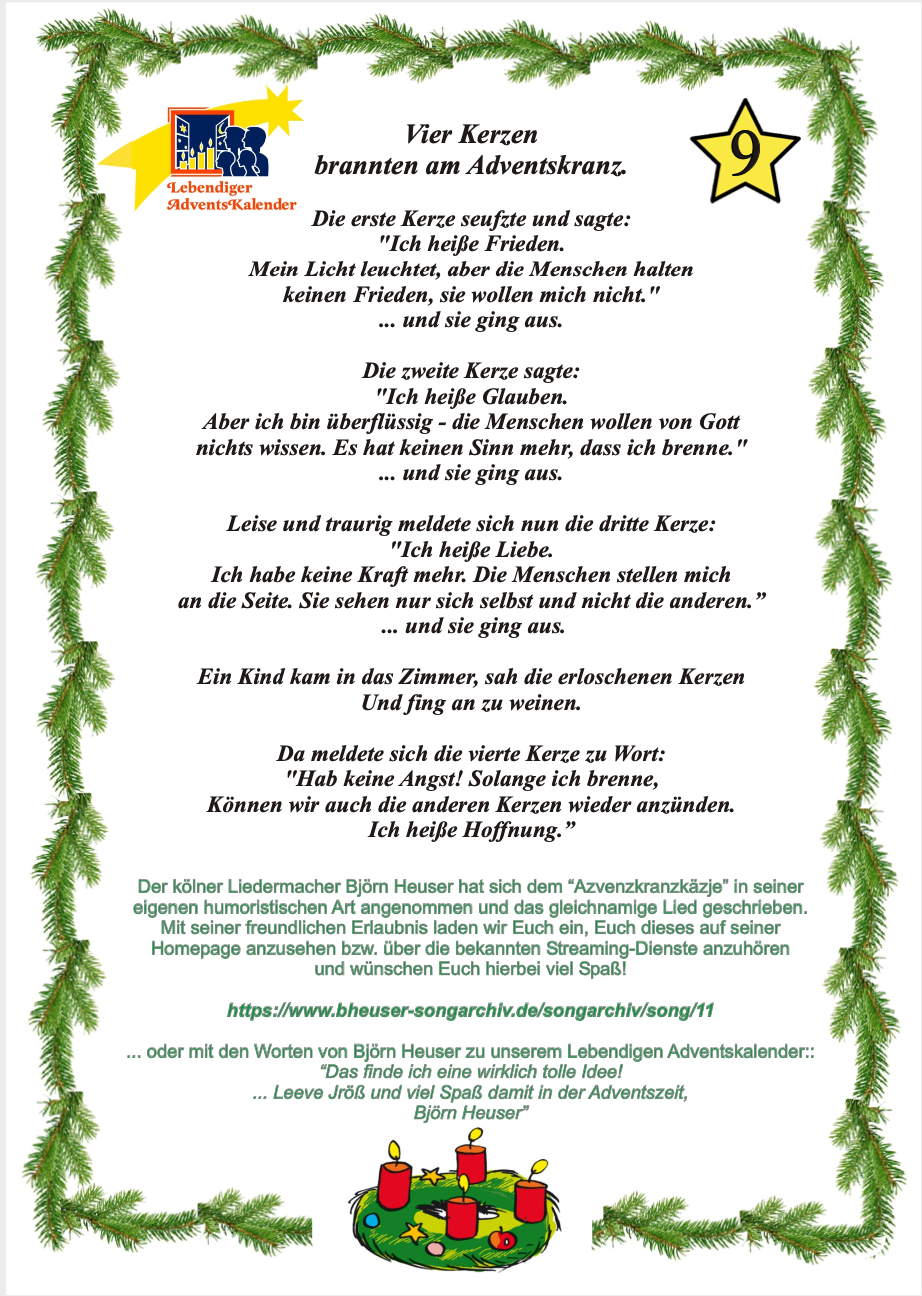 Text zum 9. Adventsfenster (c) Familie Kemp