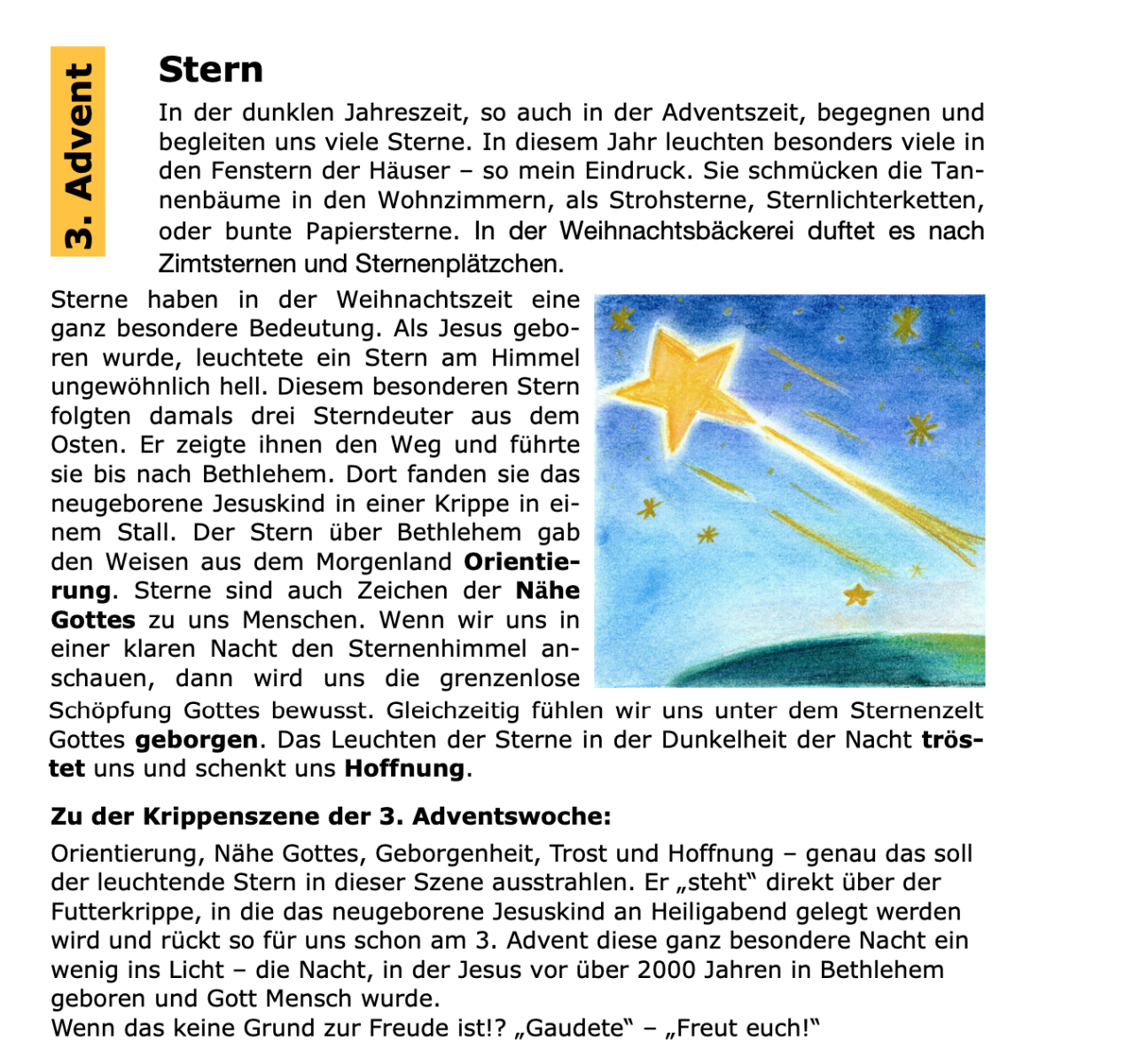 Staffeleitext zum 3. Advent an der Freiluftkrippe (c) Gabi Pöge