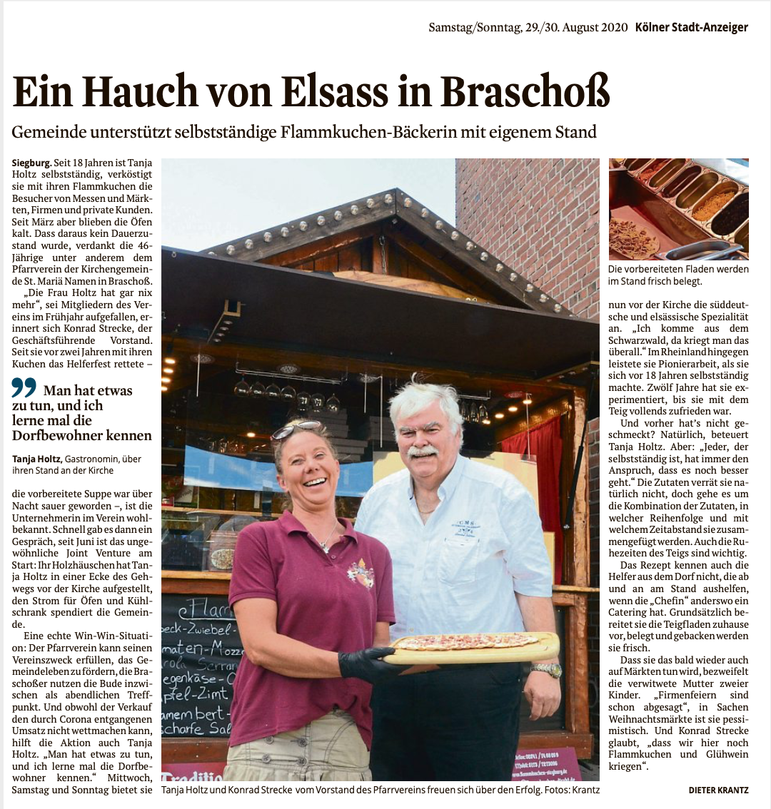 Artikel aus dem Kölner Stadt-Anzeiger vom 29./30. August 2020 (c) Text und Bild: Dieter Kranz