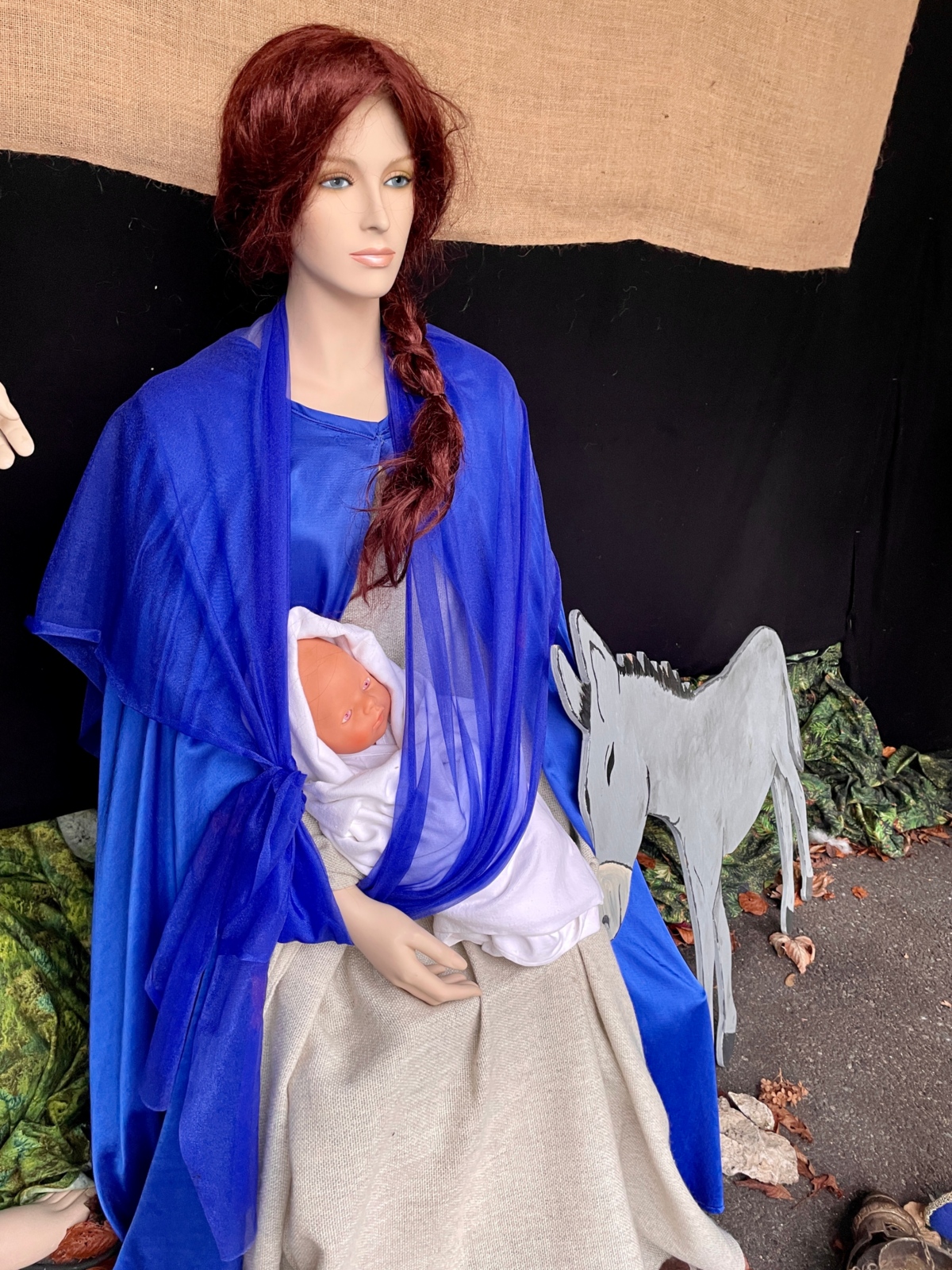 Dreikönigsszene 2023_Maria Kind und Esel (c) Gabi Pöge