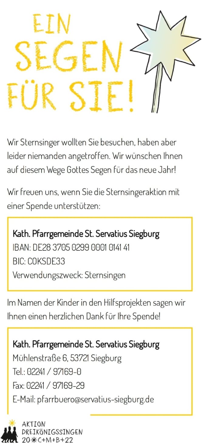 Flyer Sternisngeraktion 2022 (c) St. Servatius Siegburg