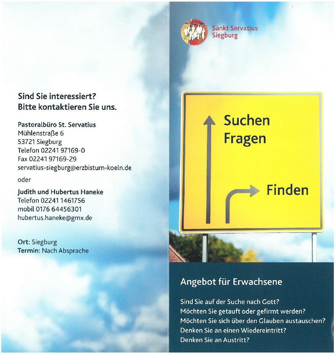 Flyer_Wo ist Gott_Seite 2 (c) Kirchengemeinde St. Servatius Siegburg