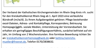 Stellenanzeige Kreiskatholikenrat 2023