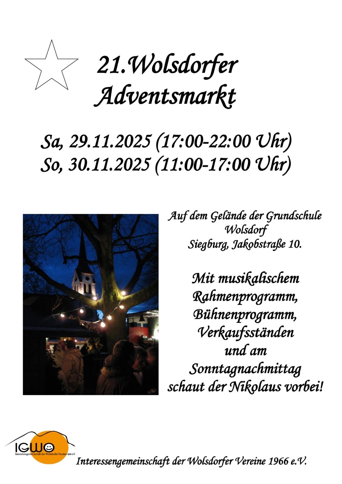 Plakat Wolsdorfer Adventsmarkt 2025-1 (c) Wolsdorfer Interessengemeinschaft