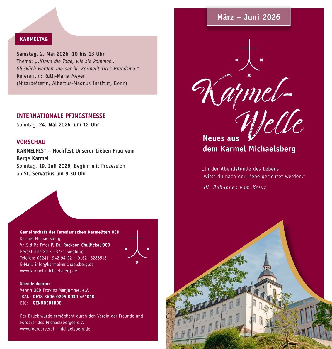 Karmel-Welle_2026_März-Juni-1 (c) Karmel Michaelsberg Siegburg