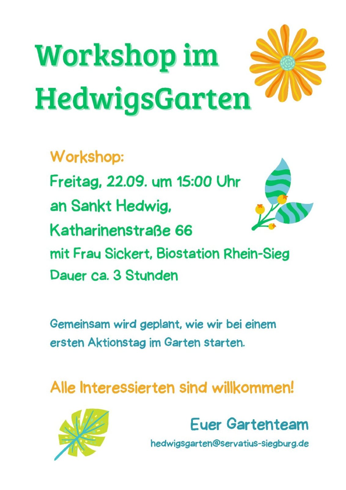 Plakat_Workshop1_HedwigsGarten-2023 (c) St. Servatius Siegburg