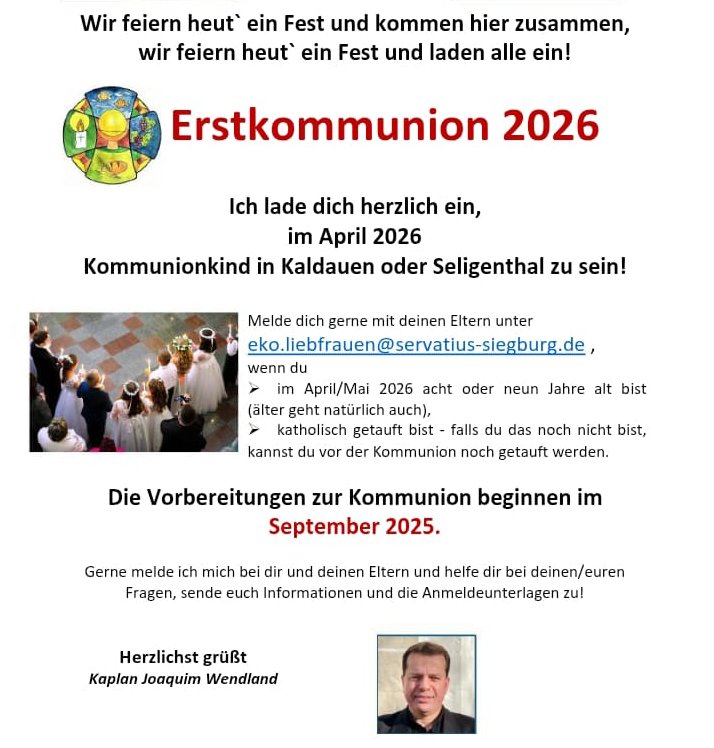 Einladung Erstkommunion Liebfrauen/Seligenthal (c) St. Servatius Siegburg