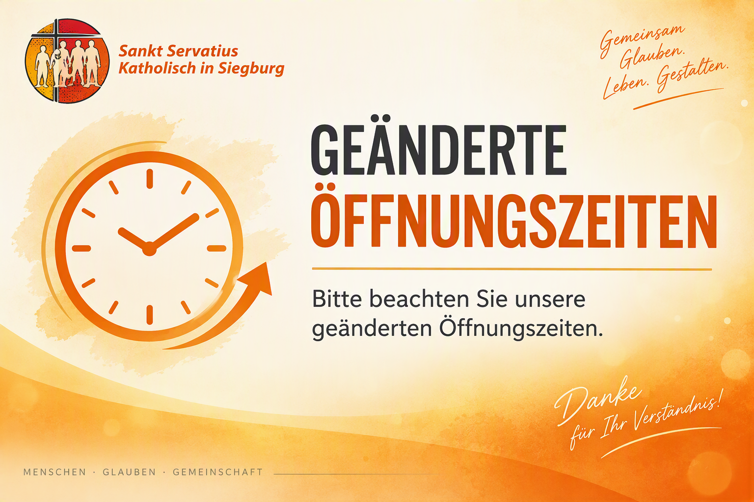Geänderte Öffnungszeiten
